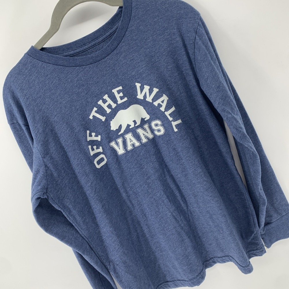 Vans Boys Cotton Long Sleeve T-Shirt Denim Blue Unibearsity X-Large XL